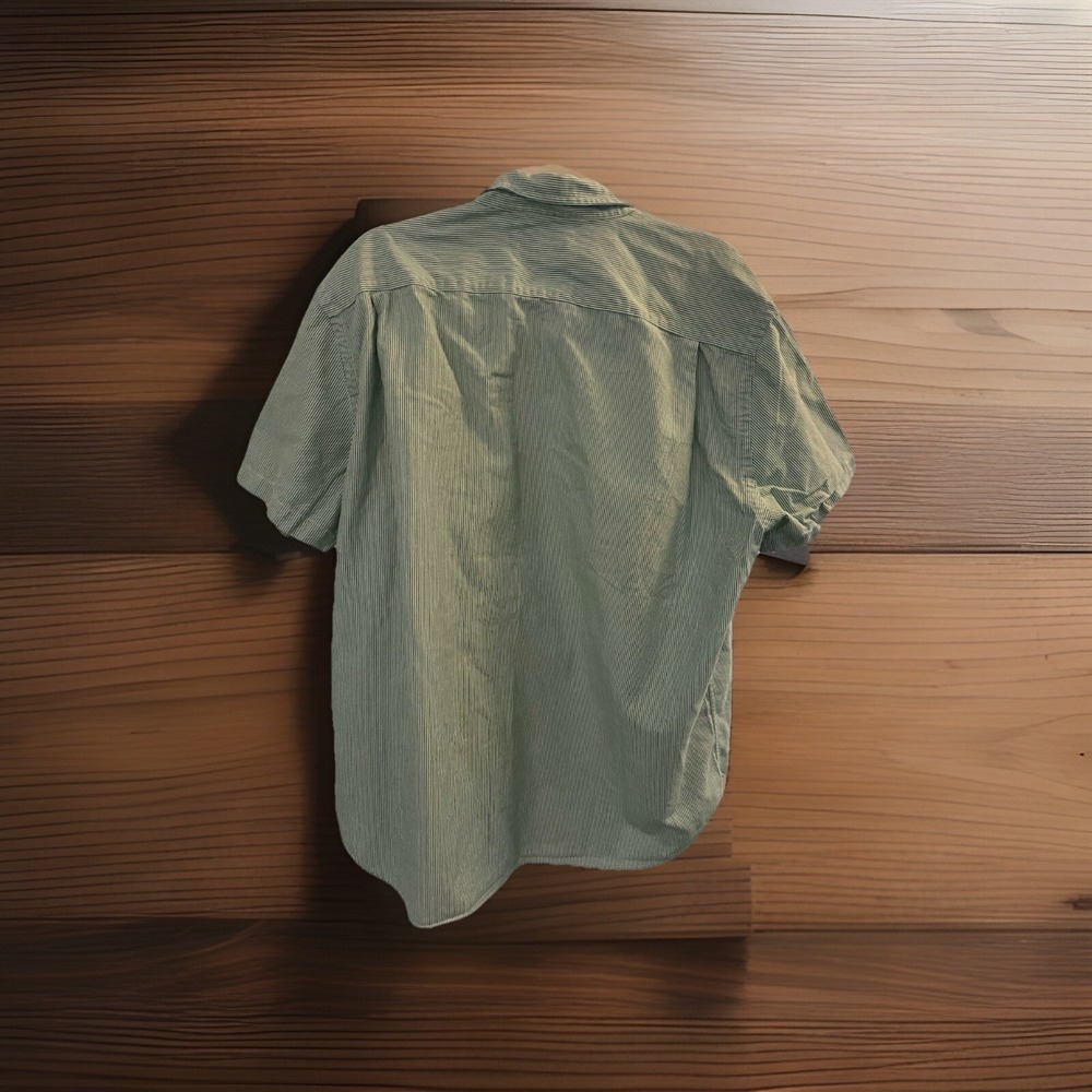 Abercrombie & Fitch Mens Size XL- Runs Big Green & White Striped Short Sleeve - Picture 5 of 5